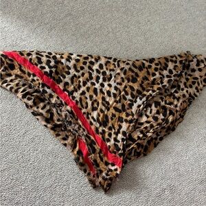 Zara Leopard Print Scarf Top with Red Accent
